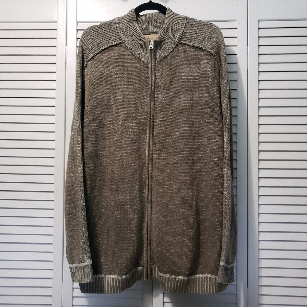 BKE Buckle Rib Knit Cardigan Men's XL Faded Full Zip Sweater Grunge Grandpa Y2K